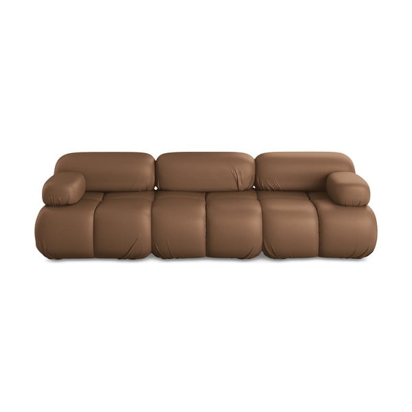 Smeđa sofa od imitacije kože 285 cm Lokua – Makamii