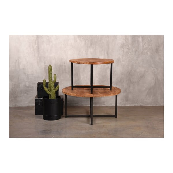 Crni stolić za kavu s pločom od drveta manga LABEL51 Dex, ⌀ 60 cm-image-2