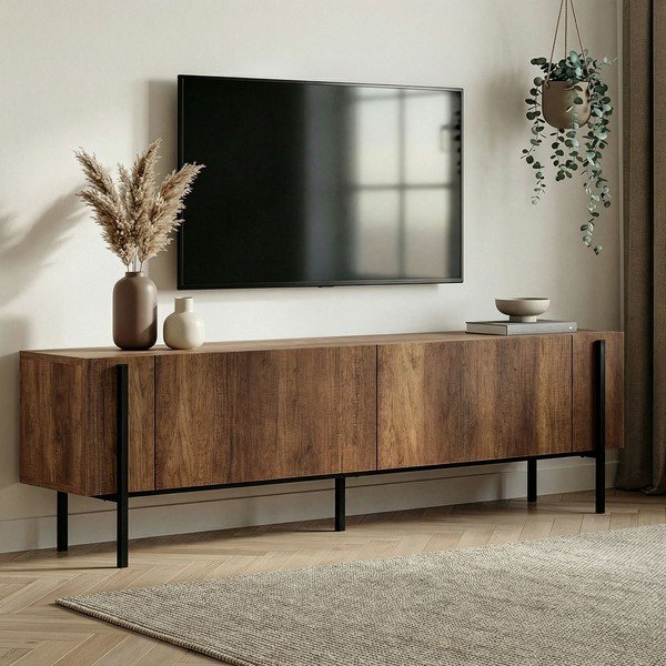 TV komoda u dekoru oraha u tamnoj prirodnoj boji 180x45x30 cm Nexus – Kalune Design-image-1