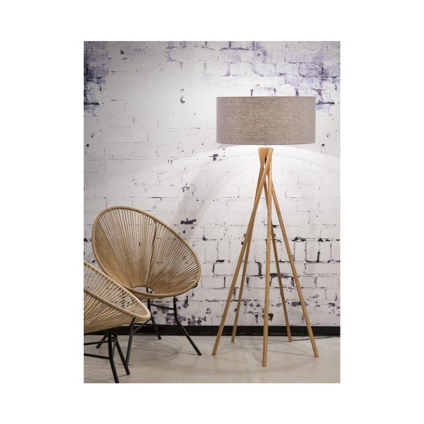 Podna svjetiljka sa svijetlosivim sjenilom i Good &amp; Mojo Kilimanjaro konstrukcijom od bambusa-image-3