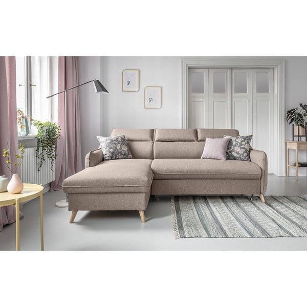 Bež sklopiva kutna garnitura (s lijevim kutom) Sweet Harmony – Miuform-image-1