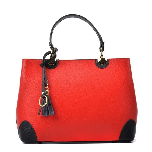 Crvena kožna torbica s crnim detaljima Isabella Rhea Mismo
