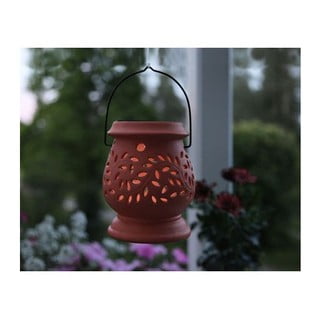 Crvena keramička vanjska LED lampa Star Trading Clay, visina 14 cm