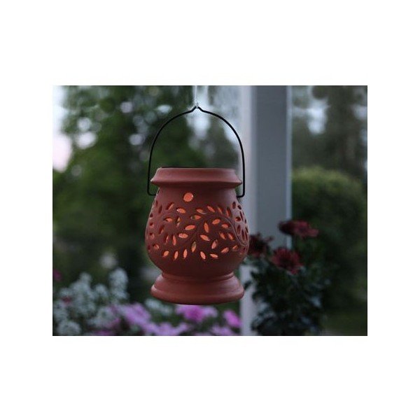 Crvena keramička vanjska LED lampa Star Trading Clay, visina 14 cm-image-2