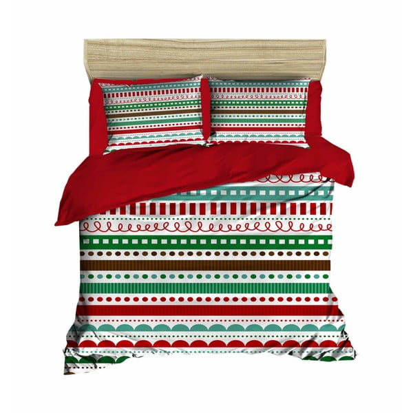 Božićna bračna posteljina s plahtama Nina, 160 x 220 cm