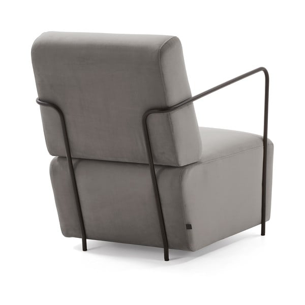 Siva baršunasta fotelja Kave Home Gamer-image-3