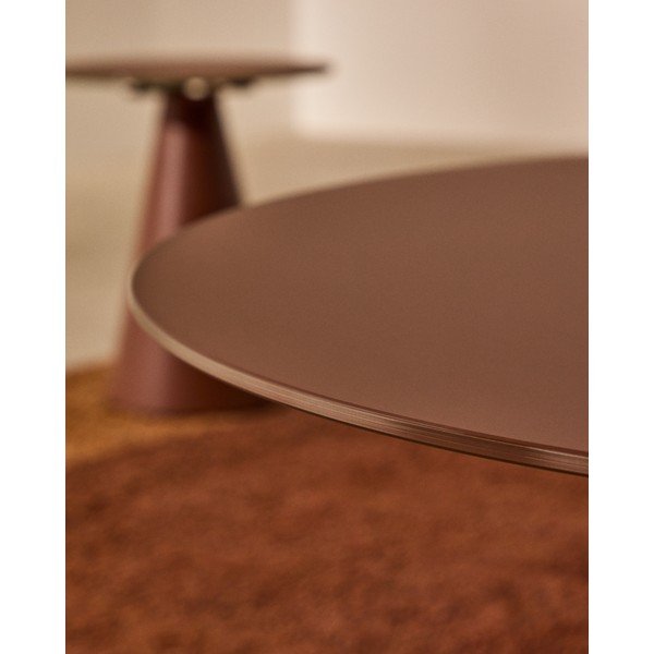 Okrugao stolić za kavu sa staklenom pločom stola boje terakote ø 80 cm Wilshire – Kave Home-image-4