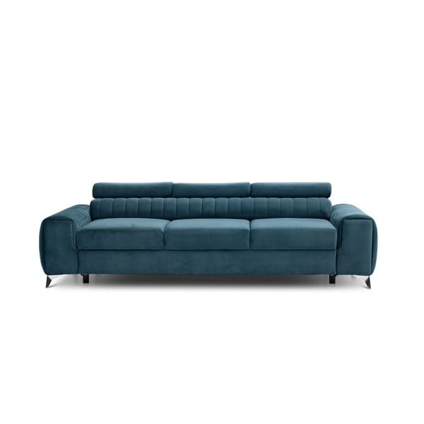 Plava baršunasti sklopiva sofa 261 cm Laurence – ELTAP