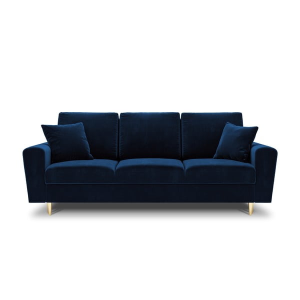 Plava baršunasti sklopiva/s prostorom za odlaganje sofa 235 cm Kyoto – Cosmopolitan Design