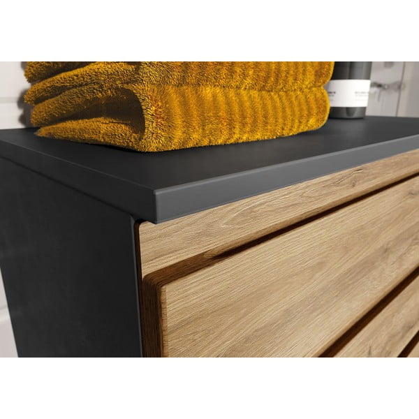 Tamno sivi kupaonski ormarić u dekoru hrasta 60x97 cm Salinas - Germania-image-3