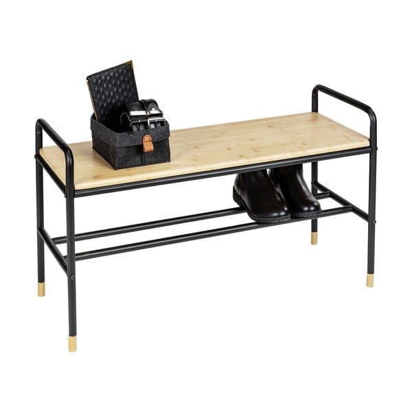 Crni/natur metalni stalak za cipele s klupom Loft - Wenko-image-4