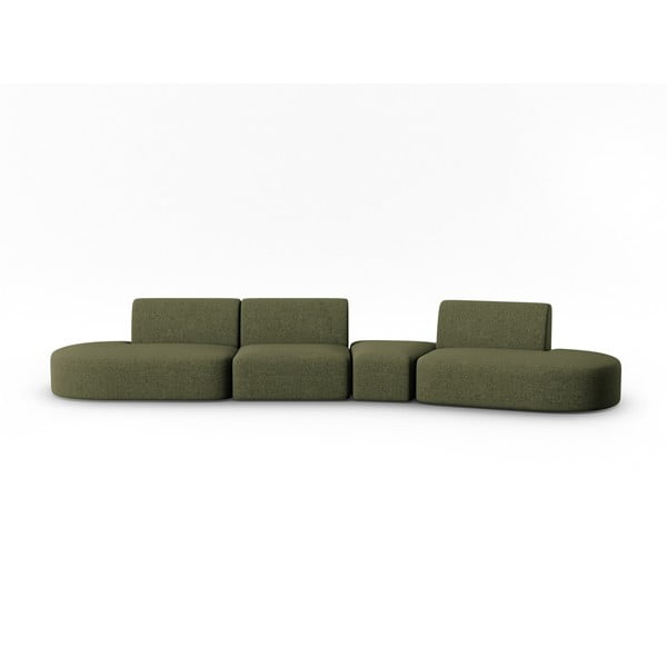 Zelena sofa od šenila s desnim kutom 428 cm Paolo – Milo Casa