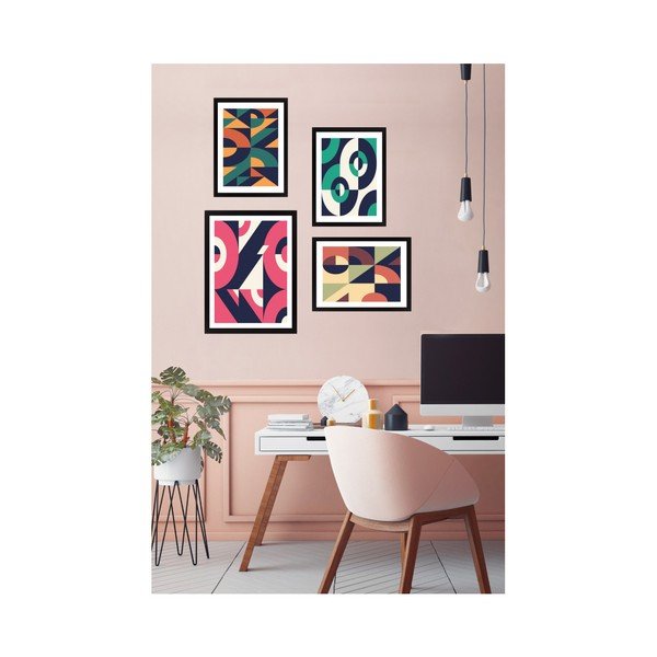 Set od 4 zidne slike Tablo Center Abstracto