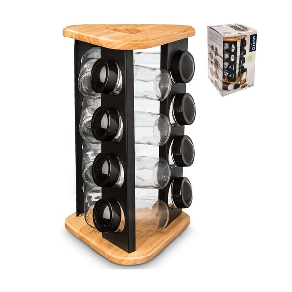 Posude za začine u setu 12 kom sa stalkom Black – Orion-image-1