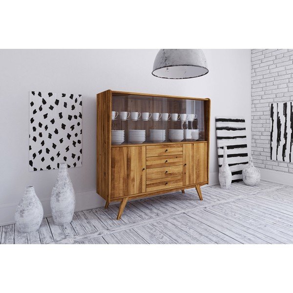 Vitrina od hrastovog drveta 160x154 cm Retro - The Beds-image-1