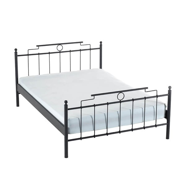 Crni metalni bračni krevet s podnicom 160x200 cm Hatkus – Kalune Design