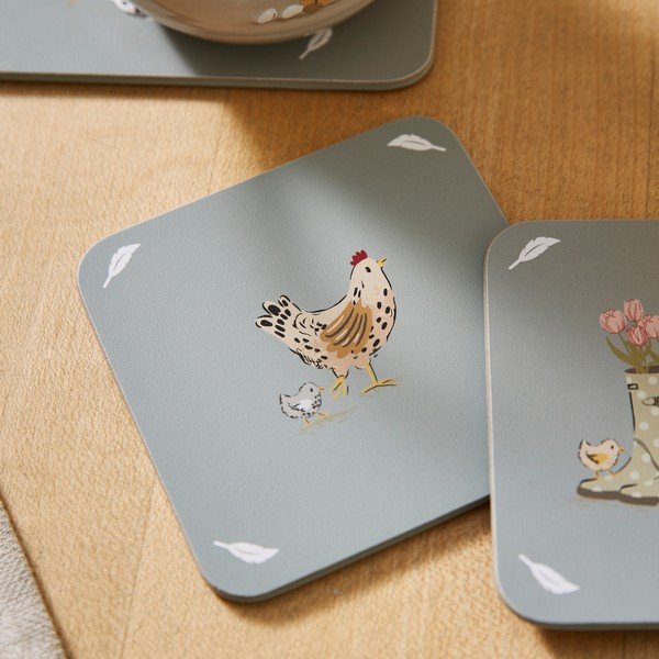 Sivi podmetači za čaše u setu 4 kom od pluta Hen House Lane – Cooksmart ®-image-3