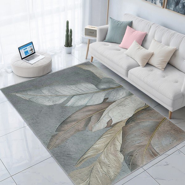 Zeleni/sivi perivi tepih 80x150 cm Dusty Leaves – Mila Home-image-1