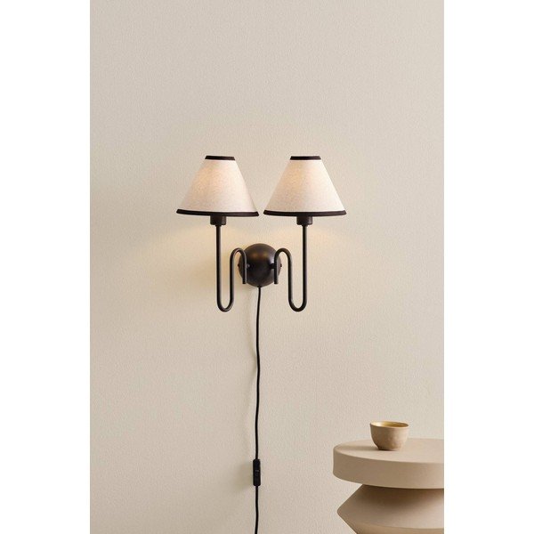 Crna/bež lanena zidna lampa s utikačem Juliet – Jotex-image-1