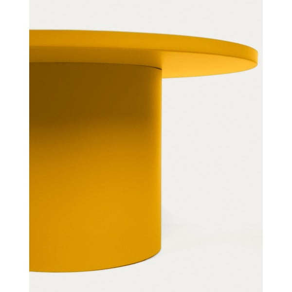 Senf žuti metalni okrugao stolić za kavu ø 72 cm Fleksa – Kave Home-image-1