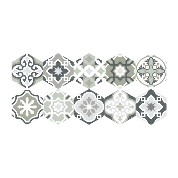 Set od 10 podnih naljepnica Ambiance Hexagons Lettie, 40 x 90 cm
