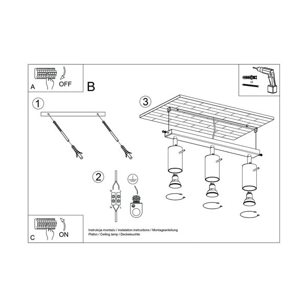 Siva stropna lampa Sollux Etna, dužine 45 cm-image-4