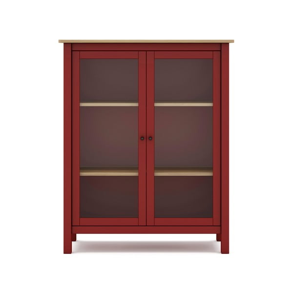 Crvena/natur vitrina od borovine 90x110 cm Misti - Marckeric