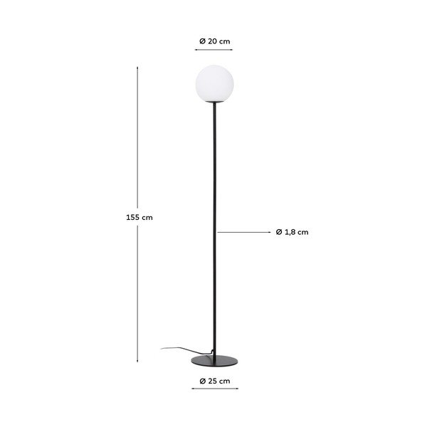 Bijela/crna stojeća svjetiljka sa staklenim sjenilom (visina 155 cm) Brisia – Kave Home-image-4