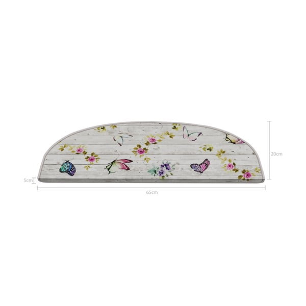 Krem set tepiha za stepenice 16 kom 20x65 cm Butterfly Life – Vitaus-image-2
