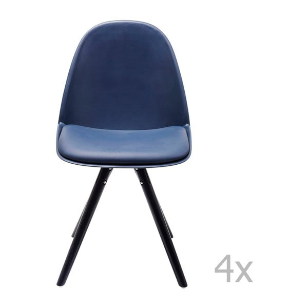 Set od 4 plave blagovaonske stolice s drvenim nogama Kare Design Candy od jasena
