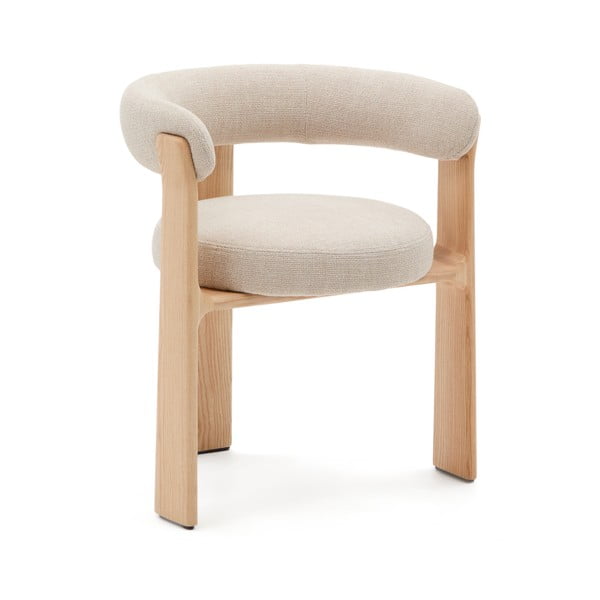 Bež/u prirodnoj boji blagovaonska stolica s naslonima za ruke od čvrste jeseni Granite – Kave Home