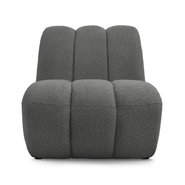 Tamno siva fotelja od bouclé tkanine Janissaire – Bobochic Paris-image-3