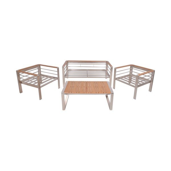 Siva metalna vrtna garnitura za 4 osobe Florence – Garden Pleasure-image-3