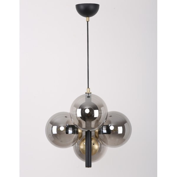 Crna/siva viseća svjetiljka sa staklenim sjenilom ø 15 cm Forte – Squid Lighting-image-3