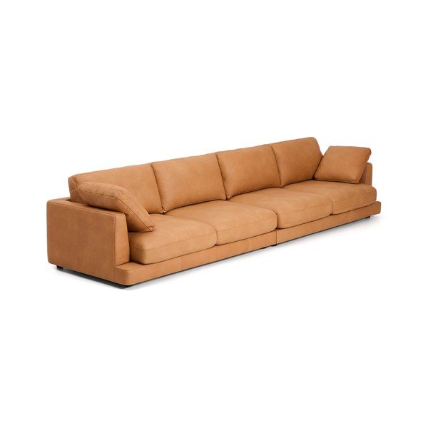 Smeđa kožna sofa 390 cm Gala – Kave Home