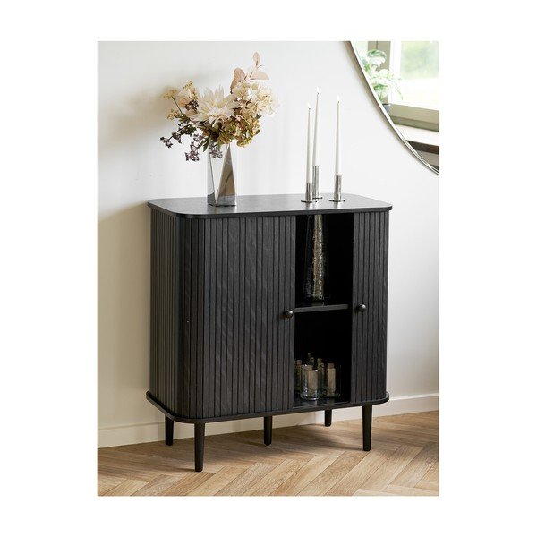 Crna komoda od masivnog bora 80x87x40 cm Nikko – House Nordic-image-1
