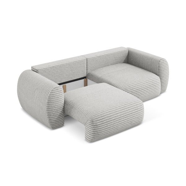 Svijetlo siva sklopiva/s prostorom za pohranu sofa od samta 266 cm Kini – Makamii-image-3