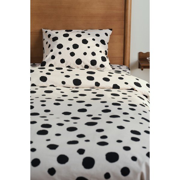 Crna/bež pamučna posteljina za bračni krevet/za produženi krevet 200x220 cm Rigmor Dot – Jotex-image-1