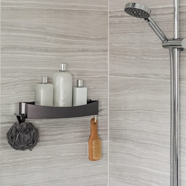 Crna polica Compactor Clever Flip Shower Shelf-image-1