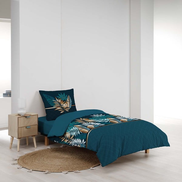 Petrolej zelena pamučna posteljina za krevet za jednu osobu 140x200 cm Alianor – douceur d'intérieur-image-2