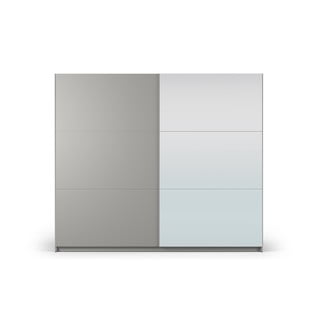 Sivi ormar s ogledalom i kliznim vratima 250x215 cm Lisburn - Cosmopolitan Design