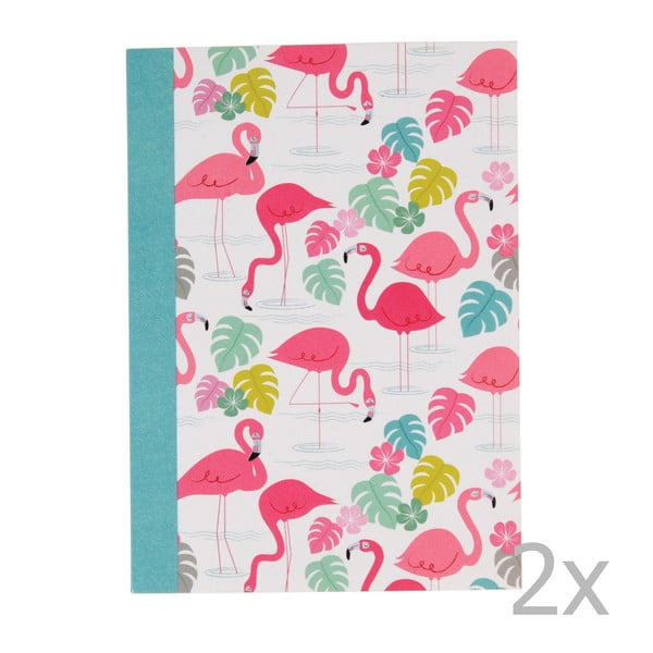 Set od 2 bilježnice s crtom s flamingo tiskom Rex London Flamingo Bay