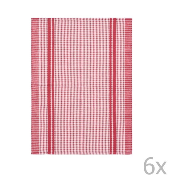 Set od 6 crvenih pamučnih ručnika Tiseco Home Studio Waffle, 50 x 70 cm