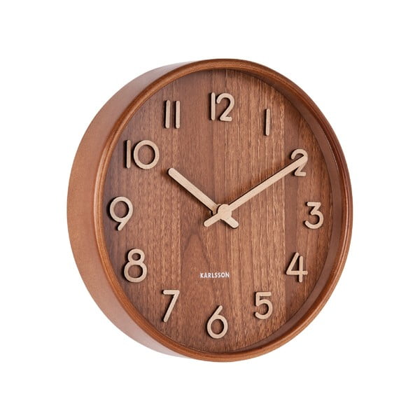 Smeđi zidni sat od lipovog drveta Karlsson Pure Small, ø 22 cm-image-1
