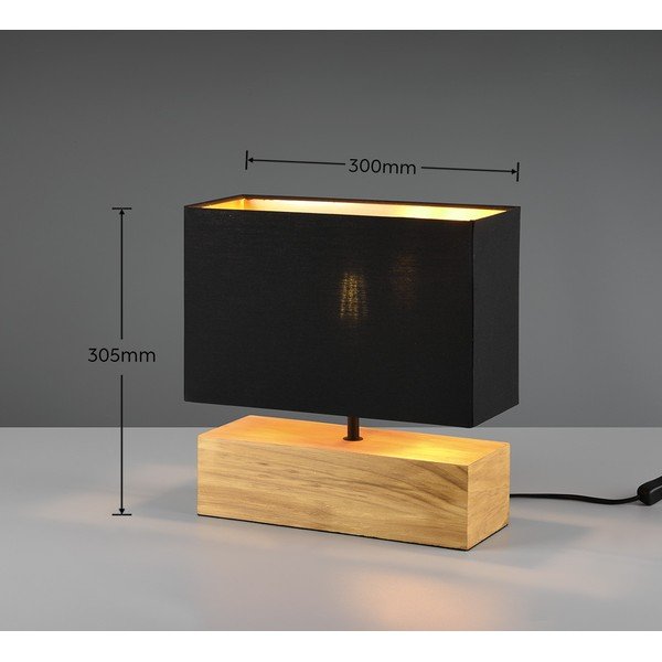 Crna/u prirodnoj boji stolna lampa s tekstilnim sjenilom (visina 30 cm) Woody – Reality-image-3