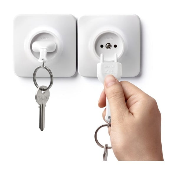 Vješalica za ključeve s bijelim Qualy Unplug privjeskom za ključeve