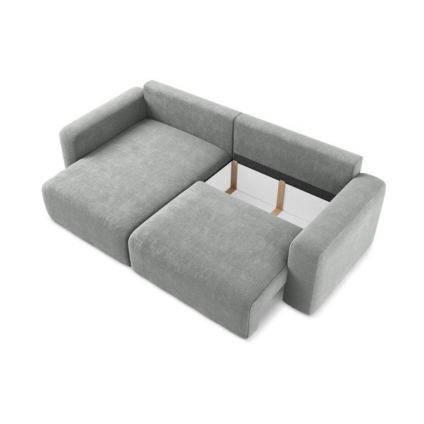 Siva sklopiva/s prostorom za odlaganje kutna garnitura od šenila (s lijevim kutom/s ležaljkom) Kona – Makamii-image-4