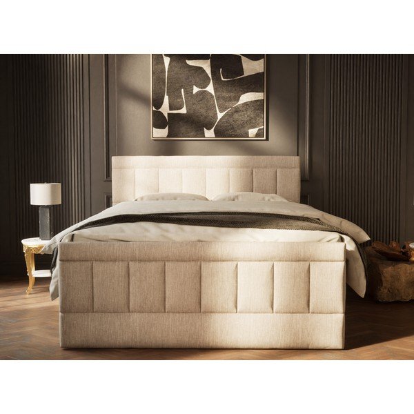 Bež boxspring krevet s prostorom za odlaganje 180x200 cm Caya – Maison de Rêve-image-4