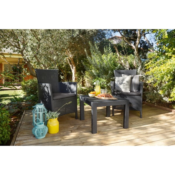 Antracitno siva vrtna garnitura od umjetnog ratana za 2 osobe Rosario – Keter-image-3