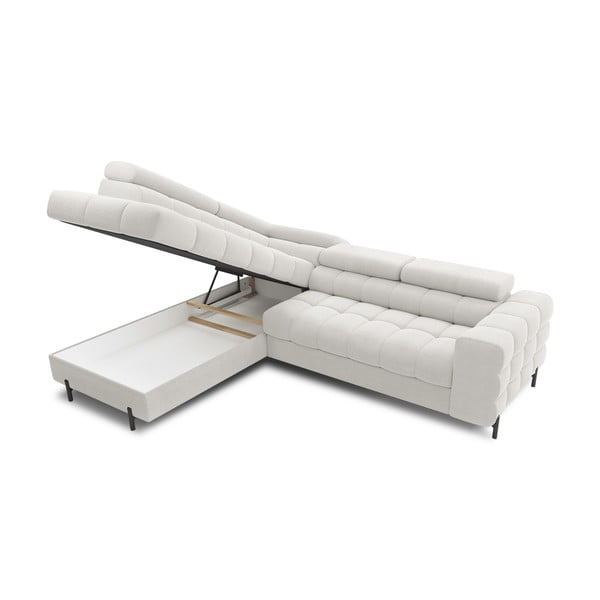 Krem sklopiva/s prostorom za odlaganje kutna garnitura od bouclé tkanine (s lijevim kutom/u obliku slova L) Ferucce – ELTAP-image-4